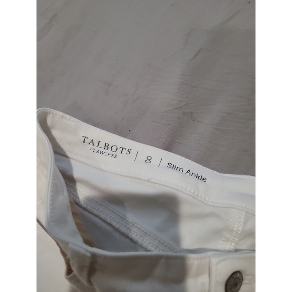 Talbots White Flawless Jeans Womens size 8 Slim Ankle classic 5 pocket coastal - Picture 2 of 10